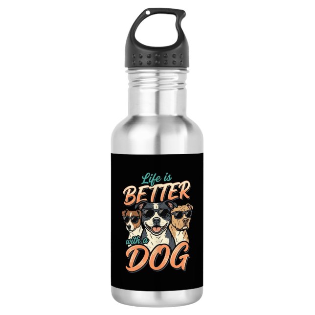 Life Is Better With Dog Vector 532 Ml Water Bottle (Front)