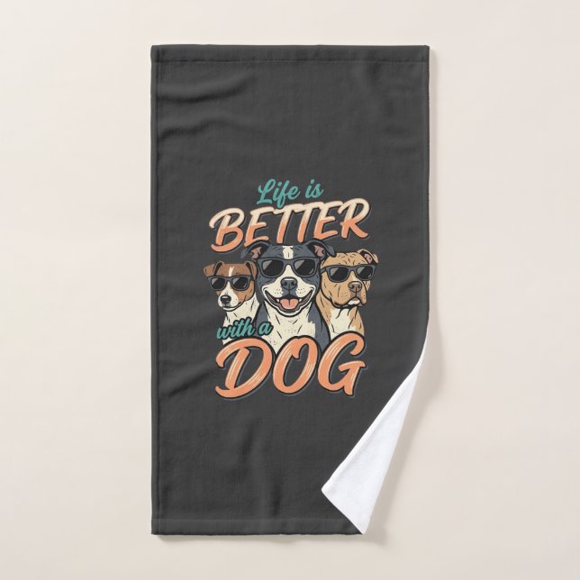 Life Is Better With Dog Vector Hand Towel (Hand Towel)