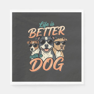 Life Is Better With Dog Vector Napkin