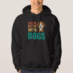 Life Is Better With Dogs Cute Beagle Dog Brown Hoodie