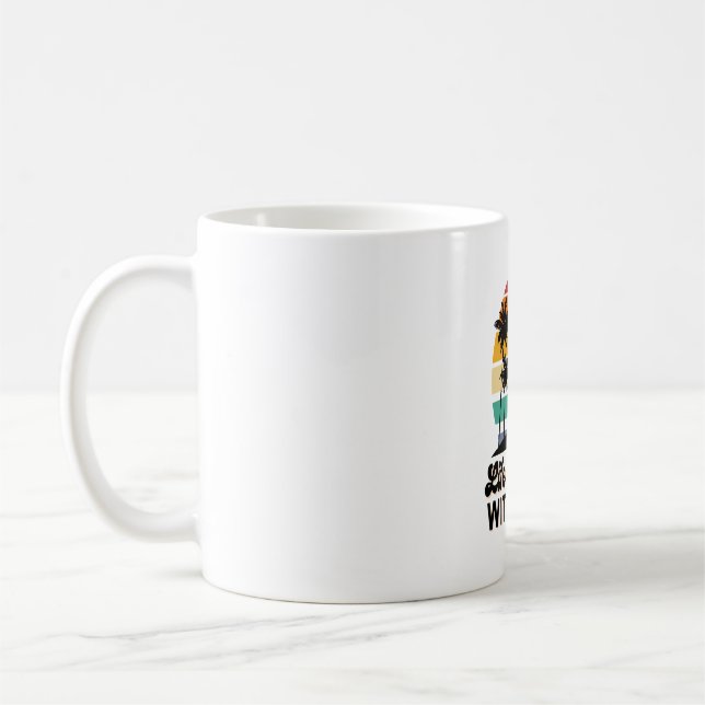 Life Is Better With Dogs Retro Sunset Man and Dog Coffee Mug (Left)