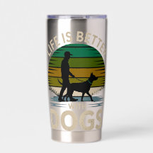 Life Is Better With Dogs Retro Sunset T-Shirt 