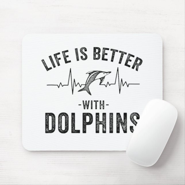 Life is Better with Dolphins cool hearbeat line An Mouse Pad (With Mouse)