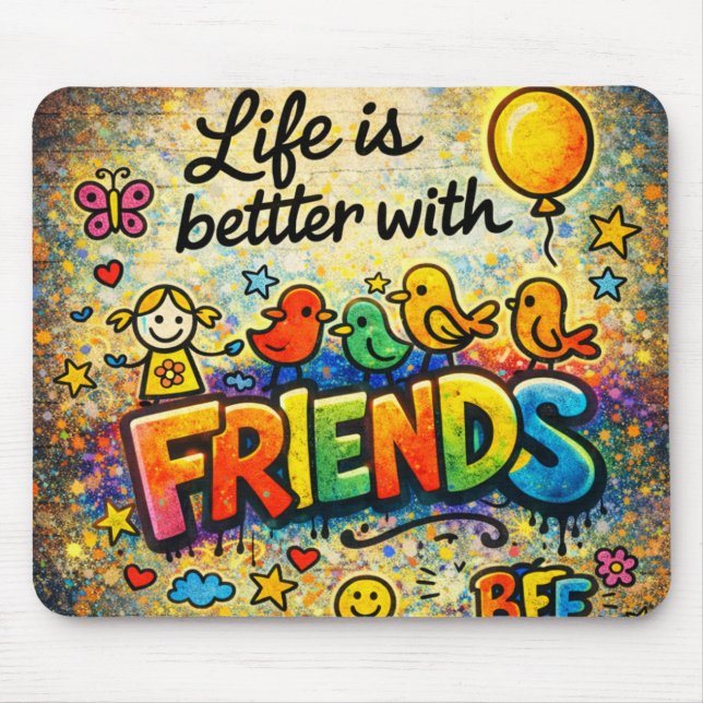 Life is Better with Friends Mousepad (Front)