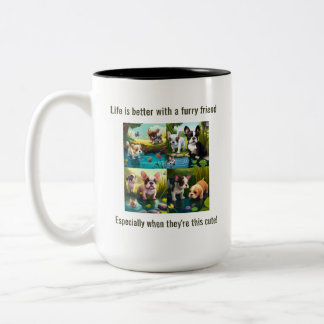 Life is better with friends - Puppy Love Two-Tone Coffee Mug