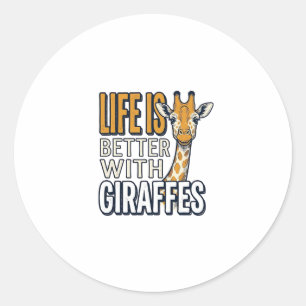 Life Is Better With Giraffes Vintage Shirt Design_ Classic Round Sticker