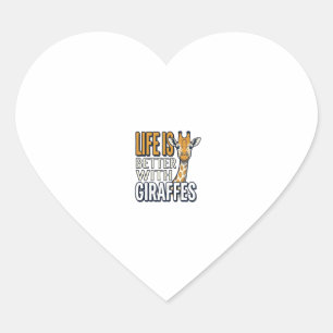 Life Is Better With Giraffes Vintage Shirt Design_ Heart Sticker