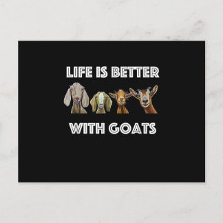 Life Is Better With Goats, Goat Lover, Goat Gift Holiday Postcard