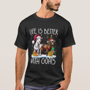 Life Is Better With Goats Santa Hat Tree Snowflake T-Shirt