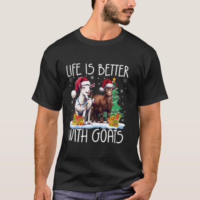 Life Is Better With Goats Santa Hat Tree Snowflake T-Shirt (Front)