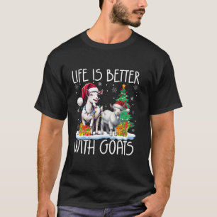 Life Is Better With Goats Santa Hat Tree Snowflake T-Shirt