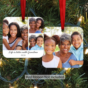 Life Is Better With Grandma Christmas Photo Metal Tree Decoration