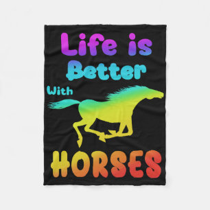 Life Is Better With Horses Horseback Riding Show J Fleece Blanket