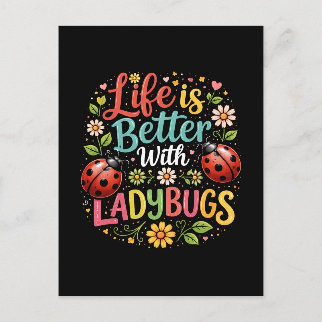 Life Is Better with Ladybugs Postcard (Front)