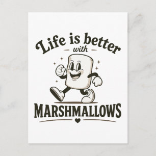 Life is better with marshmallows postcard