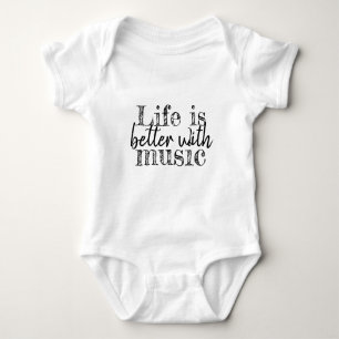 LIFE IS BETTER WITH MUSIC lettering Baby Bodysuit