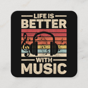 Life Is Better With Music Lover Musician Outfit ED Square Business Card