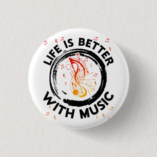 Life Is Better With Music Notes Musician Music Lov 3 Cm Round Badge