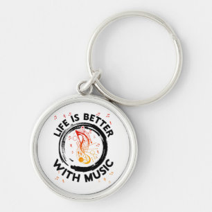 Life Is Better With Music Notes Musician Music Lov Key Ring