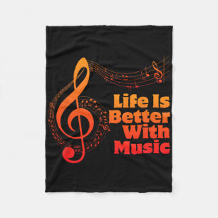 Life Is Better With Music Theory Musician Teacher Fleece Blanket