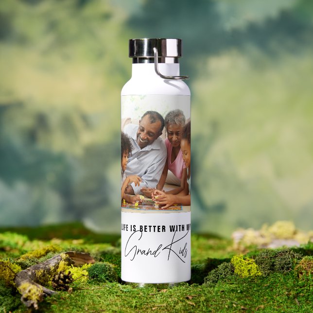 Life Is Better With My Grand Kids Photo Water Bottle (Outdoor)