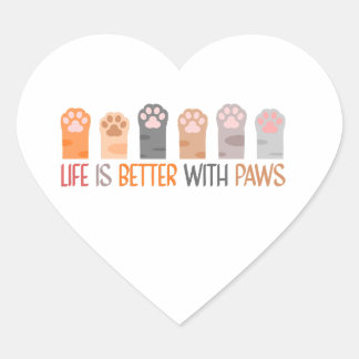 Life is Better with Paws Heart Sticker