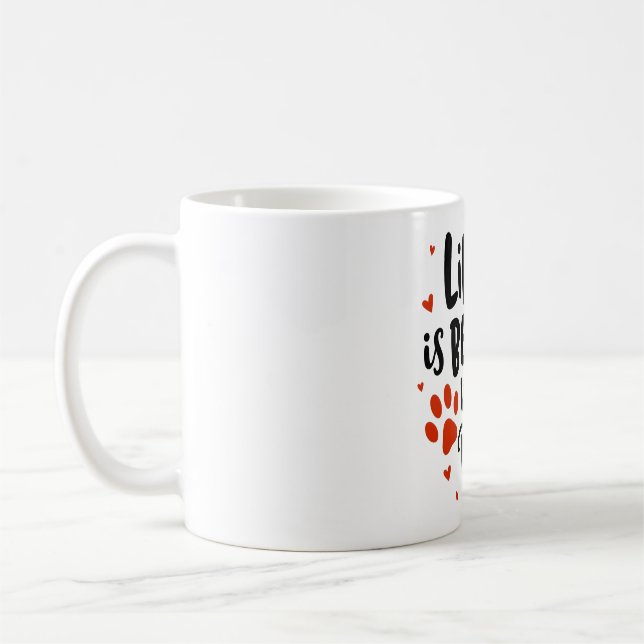 Life Is Better with Pets Mug – Cute Red Heart  (Left)