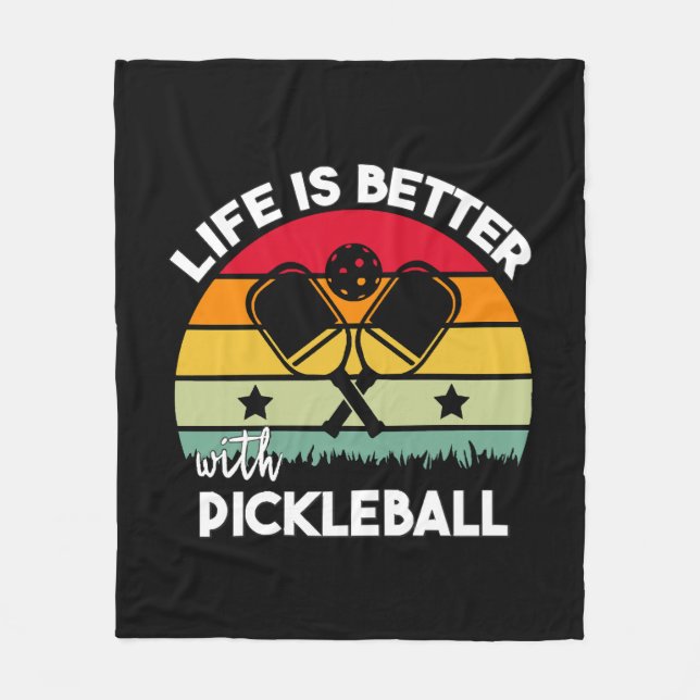 Life is Better with Pickleball Fleece Blanket (Front)