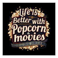 Life Is Better with Popcorn & Movies Retro Design