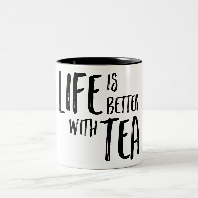 Life is Better with Tea Design Two-Tone Coffee Mug (Center)