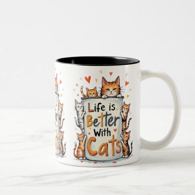 Life is Better With The Cats Two-Tone Coffee Mug (Right)
