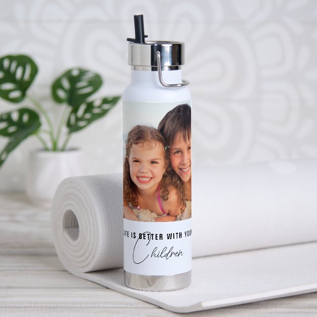 Life Is Better With Your Children Photo Water Bottle (Yoga)