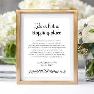 Life Is But A Stopping Place Poem Memorial Poster