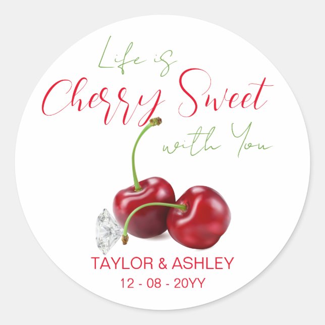 Life Is Cherry Sweet Classic Round Sticker (Front)