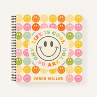 Life Is Cool Happy Smiling Face Emoji Notebook