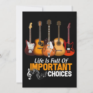 Life is full of important choice guitar thank you card