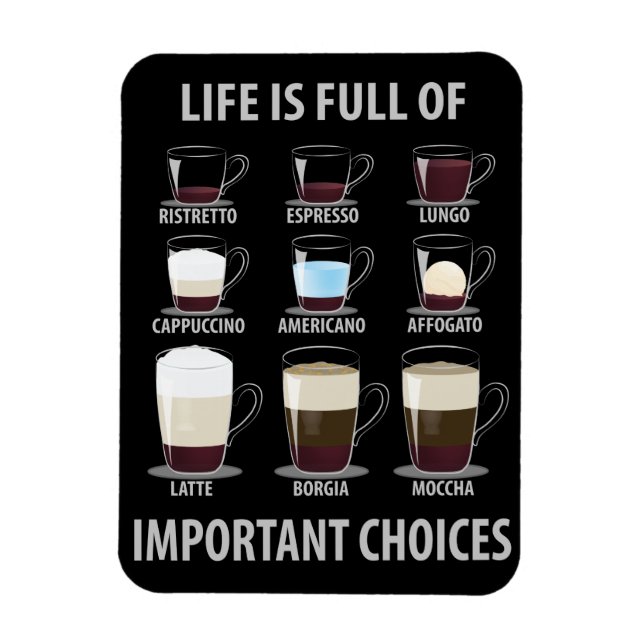 Life is Full of Important Choices - Coffee Lovers Magnet (Vertical)