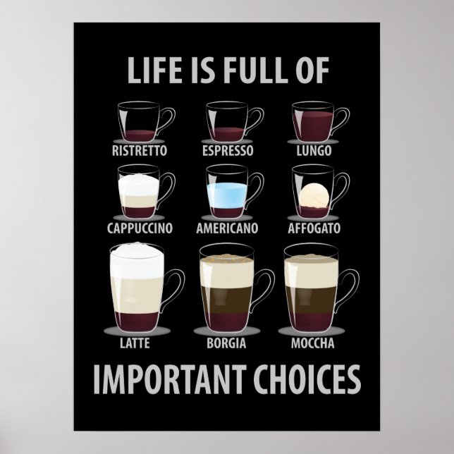 Life is Full of Important Choices - Coffee Lovers Poster (Front)