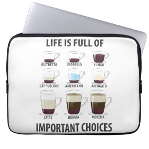 Life is Full of Important Choices - Funny Coffee Laptop Sleeve
