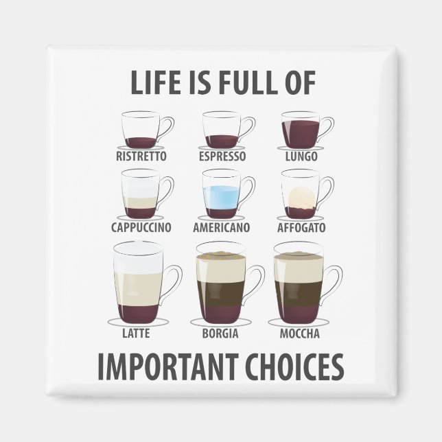 Life is Full of Important Choices - Funny Coffee Magnet (Front)