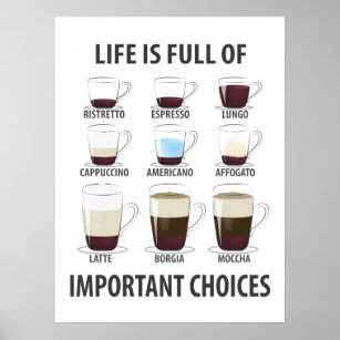 Life is Full of Important Choices - Funny Coffee Poster