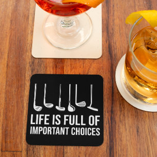 Life is Full Of Important Choices Golf Christmas Square Paper Coaster
