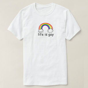 LIFE IS GAY PRIDE EQUALITY RAINBOW CLOUDS T-Shirt