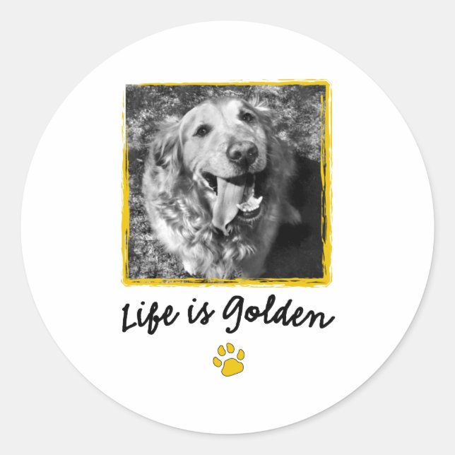 Life Is Golden (Retriever) Classic Round Sticker (Front)
