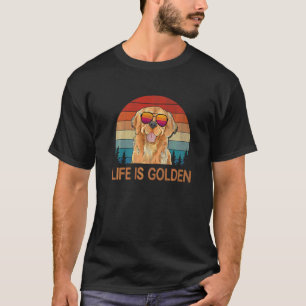 Life Is Golden Vintage Golden Retriever Dog  Dad M T-Shirt