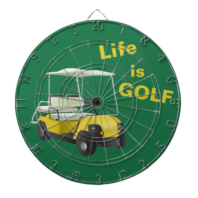 Life is Golf Cart Green Yellow Dartboard (Front)