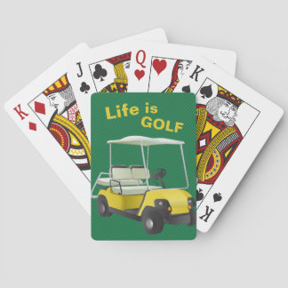 Life is Golf Green Yellow Cart Playing Cards