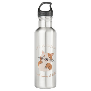 Life Is Good A Cat Makes It Better 710 Ml Water Bottle