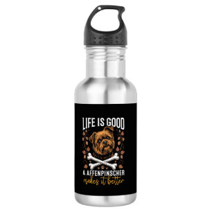 Life Is Good Affenpinscher Dog Crossed Bones 532 Ml Water Bottle