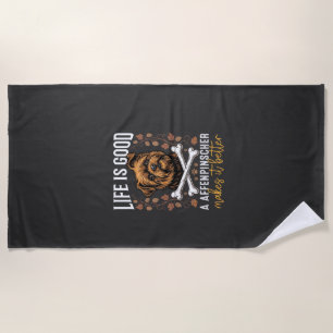 Life Is Good Affenpinscher Dog Crossed Bones Beach Towel